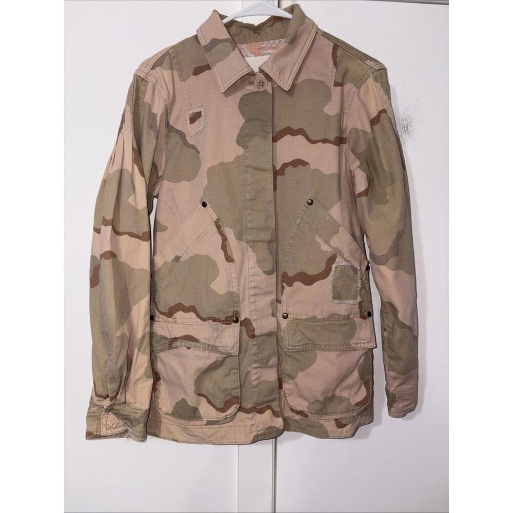 Anthropologie Jacket Size XS Camouflage Utility Lightweight Button Front Relaxed